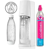 SodaStream Pack Machine à soda et eau gazeuse Terra Blanc avec 1 cylindre et 1 bouteille