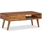 vidaXL Table basse avec tiroir en bois massif sculpté 100x50x40 cm