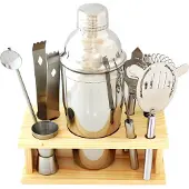 Aptel Cocktail making set with bamboo stand PROFESSIONAL SET, 9pcs. (Set de cocktail)