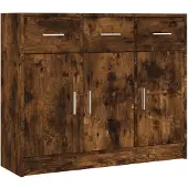 vidaXL Sideboard chêne fumé 91x28x75 cm bois composite