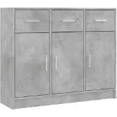 vidaXL Sideboard gris béton 91x28x75 cm Bois composite