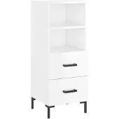 vidaXL Sideboard blanc brillant 34,5x34x90 cm Matériau dérivé du bois