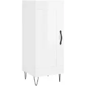 vidaXL Sideboard blanc brillant 34,5x34x90 cm Matériau dérivé du bois