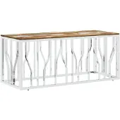 vidaXL Table basse argentée Acier inoxydable et vieux bois massif