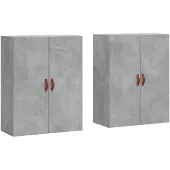 vidaXL Armoires murales 2 pcs. Gris béton 69,5x34x90 cm