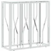 vidaXL Table console argenté 70x30x70 cm acier inoxydable et verre