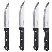 Markenartikel 4x BBQ steak knives set stainless steel silver 33 cm - Set de couteaux