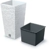 Prosperplast 11l Furu Collection 26.5x26.5x50 Cm Flowerpot Argenté