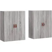 vidaXL Armoires murales 2 pcs. Gris Sonoma 69,5x34x90 cm