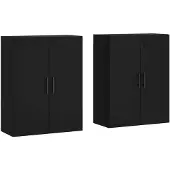 vidaXL Armoires murales 2 pcs. noir 69,5x34x90 cm