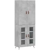 vidaXL Highboard gris béton 69,5x34x180 cm Bois composite
