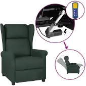 vidaXL Fauteuil à oreilles avec fonction de couchage Électrique Vert foncé Tissu