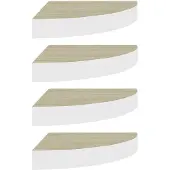 vidaXL Étagères d'angle murales 4 pcs Chêne et blanc 35x35x3,8 cm MDF