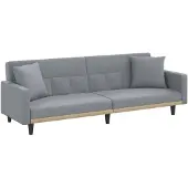 vidaXL Canapé-lit avec coussins gris clair tissu