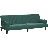 vidaXL Canapé-lit avec accoudoirs vert foncé velours