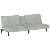 vidaXL Canapé-lit avec porte-gobelets gris clair velours