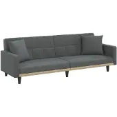 vidaXL Canapé-lit avec coussins Tissu gris foncé