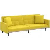 vidaXL Canapé-lit avec coussins jaune clair tissu