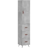 vidaXL Highboard gris béton 34,5x34x180 cm Bois composite