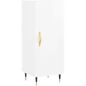 vidaXL Sideboard blanc brillant 34,5x34x90 cm Matériau dérivé du bois