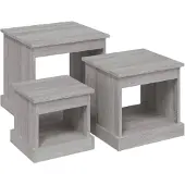 vidaXL Tables d'ensemble 3 pcs. Gris Sonoma Matériau dérivé du bois