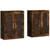 vidaXL Armoires murales 2 pcs. Chêne fumé Matériau dérivé du bois