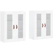 vidaXL Armoires murales 2 pcs. Blanc Bois composite