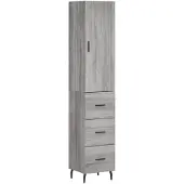 vidaXL Highboard Gris Sonoma 34,5x34x180 cm Matériau dérivé du bois