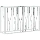 vidaXL Table console argenté 110x30x70 cm acier inoxydable et verre
