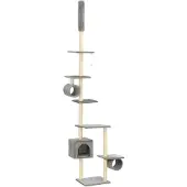 vidaXL Arbre à chats avec griffoirs en sisal 260 cm Gris