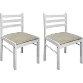 vidaXL Chaises de salle à manger 2 pcs. Blanc hévéa massif et velours