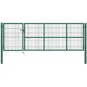 vidaXL Portail de jardin avec poteaux 350 x 100 cm, acier vert