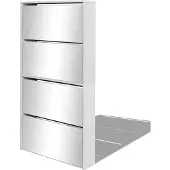 vidaXL Meuble à chaussures 4 étagères et miroir 63x17x134 cm Blanc