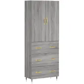 vidaXL Highboard Gris Sonoma 69,5x34x180 cm Matériau dérivé du bois