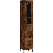 vidaXL Highboard chêne fumé 34,5x34x180 cm bois composite