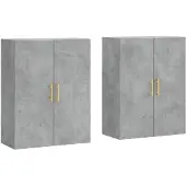 vidaXL Armoires murales 2 pcs. Gris béton 69,5x34x90 cm