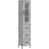 vidaXL Highboard gris béton 34,5x34x180 cm Bois composite