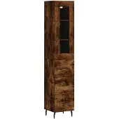 vidaXL Highboard chêne fumé 34,5x34x180 cm bois composite
