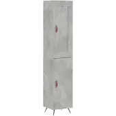 vidaXL Highboard gris béton 34,5x34x180 cm Bois composite