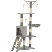 vidaXL Arbre à chat avec colonnes en sisal 138 cm Gris
