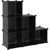 vidaXL Cubes de rangement 6 pcs Noir PP