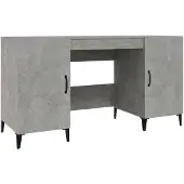 vidaXL Bureau gris béton 140x50x75 cm Bois composite