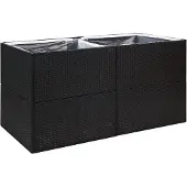 vidaXL Jardinière Noir 157x80x80 cm Résine tressée