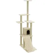 vidaXL Arbre à chat avec colonnes à griffer en sisal Crème 155 cm