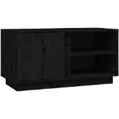 vidaXL Armoire TV noire 80x35x40,5 cm pin massif