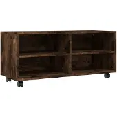 vidaXL Armoire TV avec roulettes Chêne fumé 90x35x35 cm Bois composite