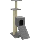 vidaXL Arbre à chat avec colonnes à griffer en sisal gris clair 92 cm