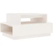 vidaXL Table basse blanche 80x55x40,5 cm pin massif