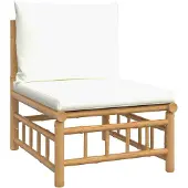 vidaXL Canapé de jardin central avec coussin blanc crème en bambou