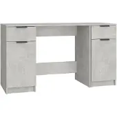 vidaXL Bureau avec armoire d'appoint gris béton Bois composite